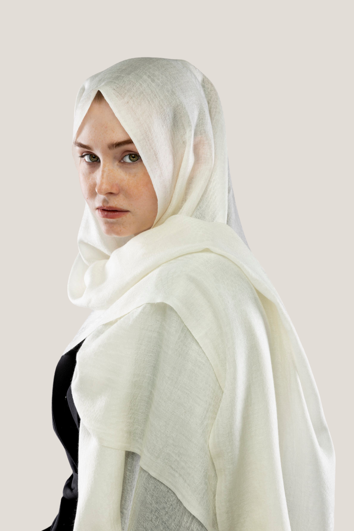 Mahin Beyaz Kaşmir Şal