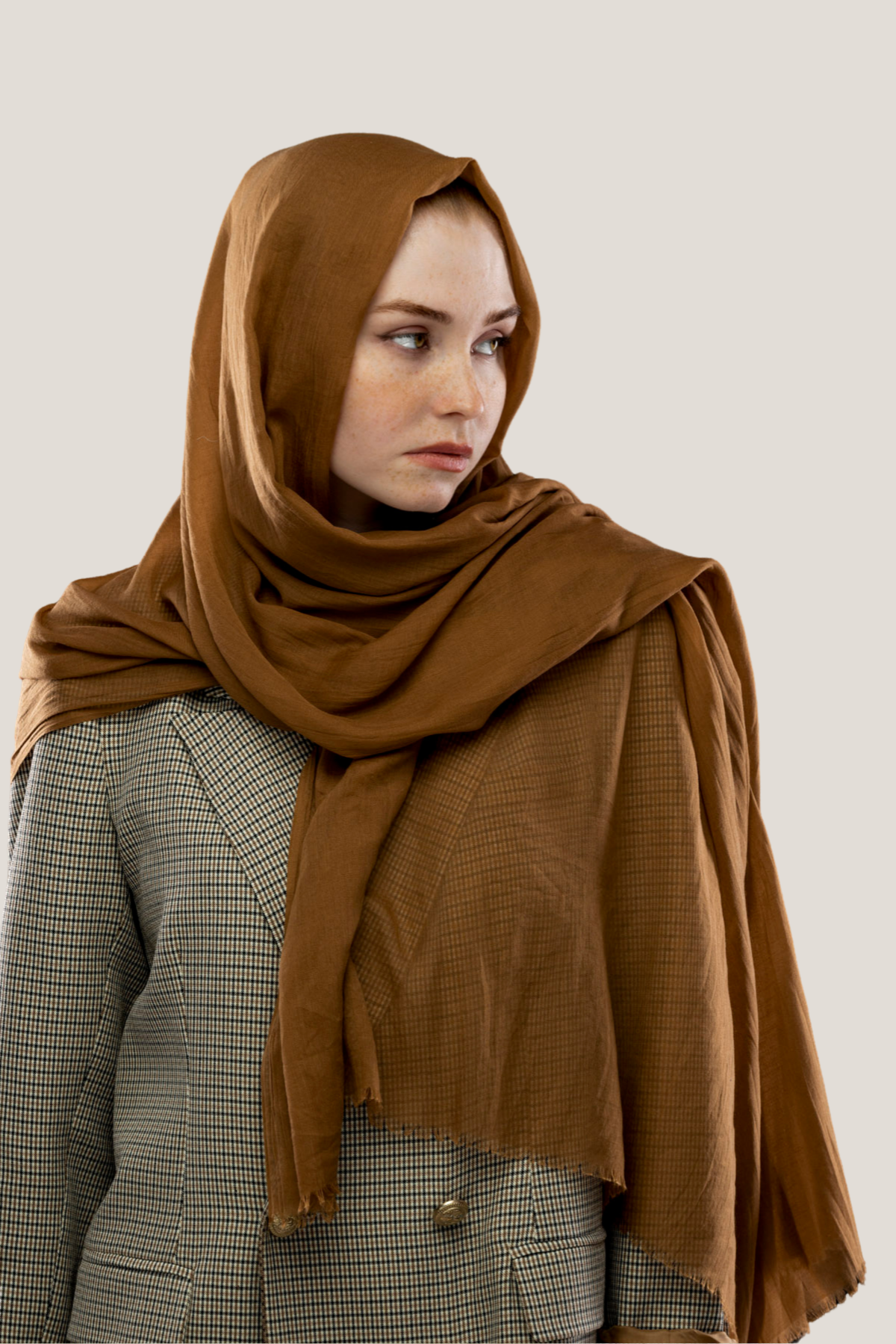Pamuk Şal Karamel Kahverengi
