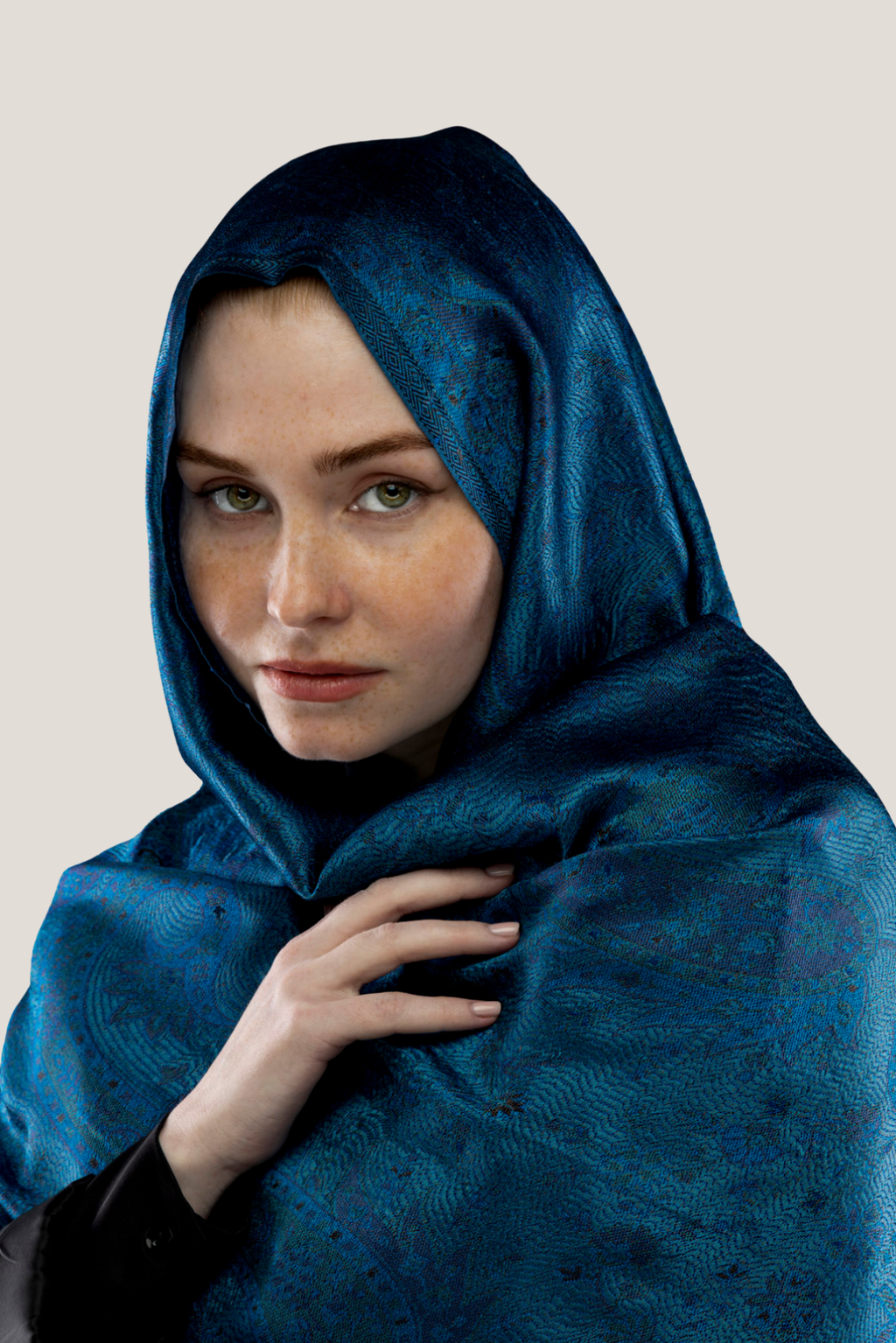 Mare Lacivert İpek Şal