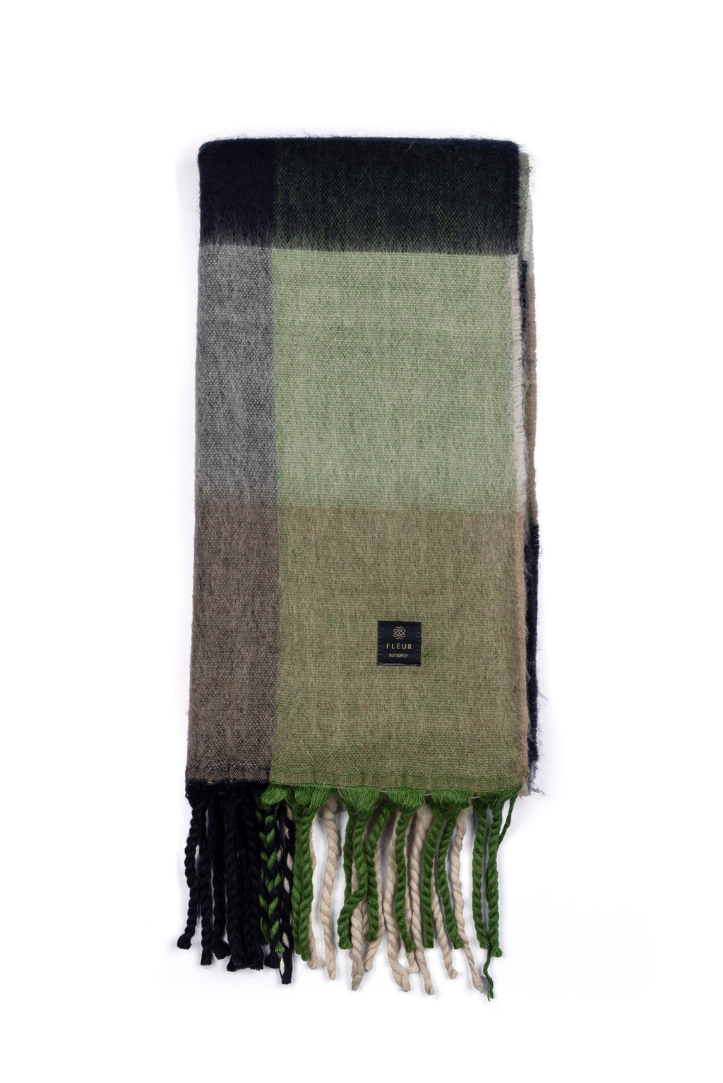 Dama Desen Püsküllü Atkı Yeşil