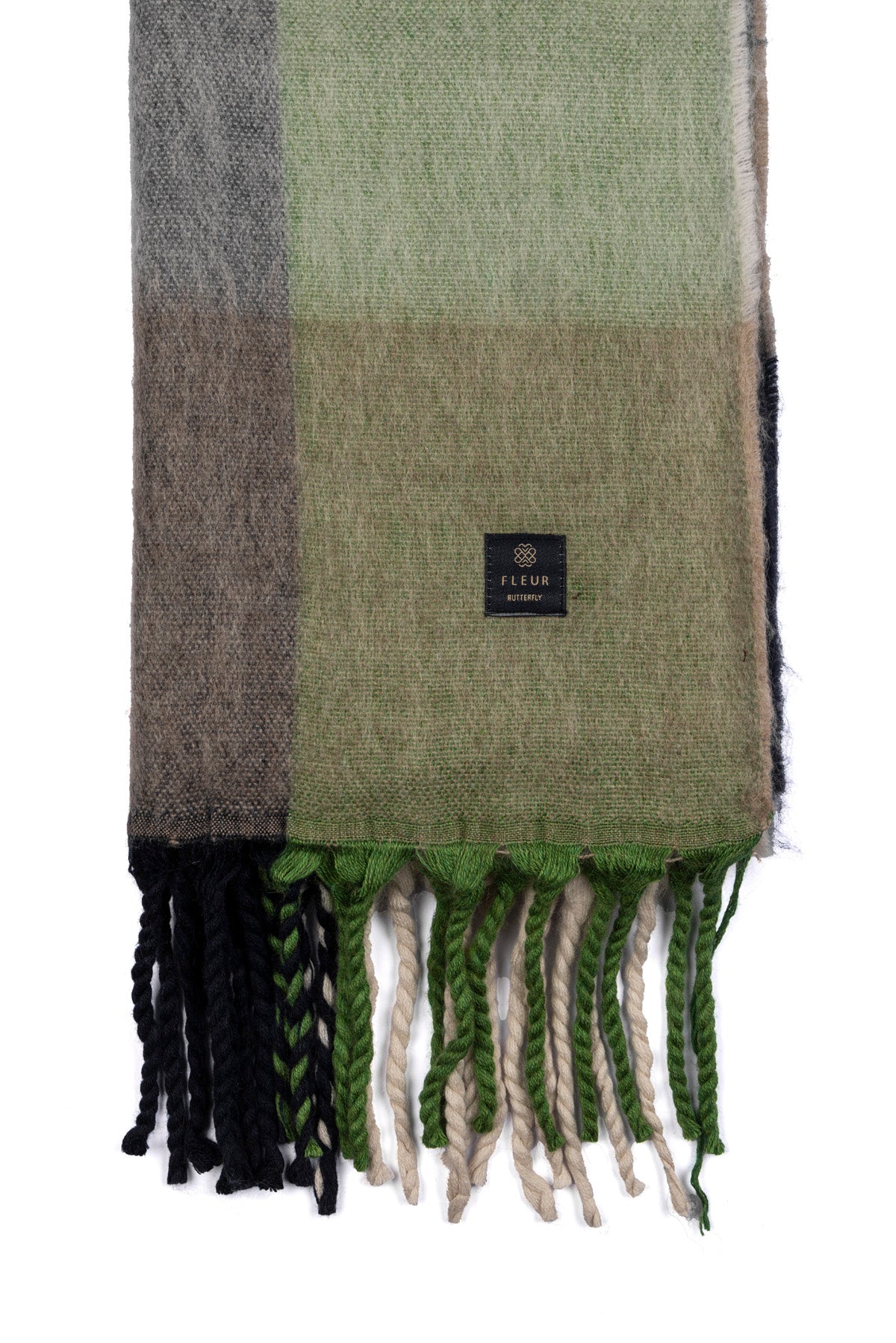 Dama Desen Püsküllü Atkı Yeşil