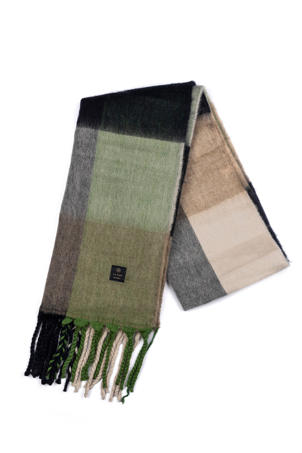 Dama Desen Püsküllü Atkı Yeşil