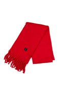 Yünlü Örgü Püsküllü Atkı Kırmızı
