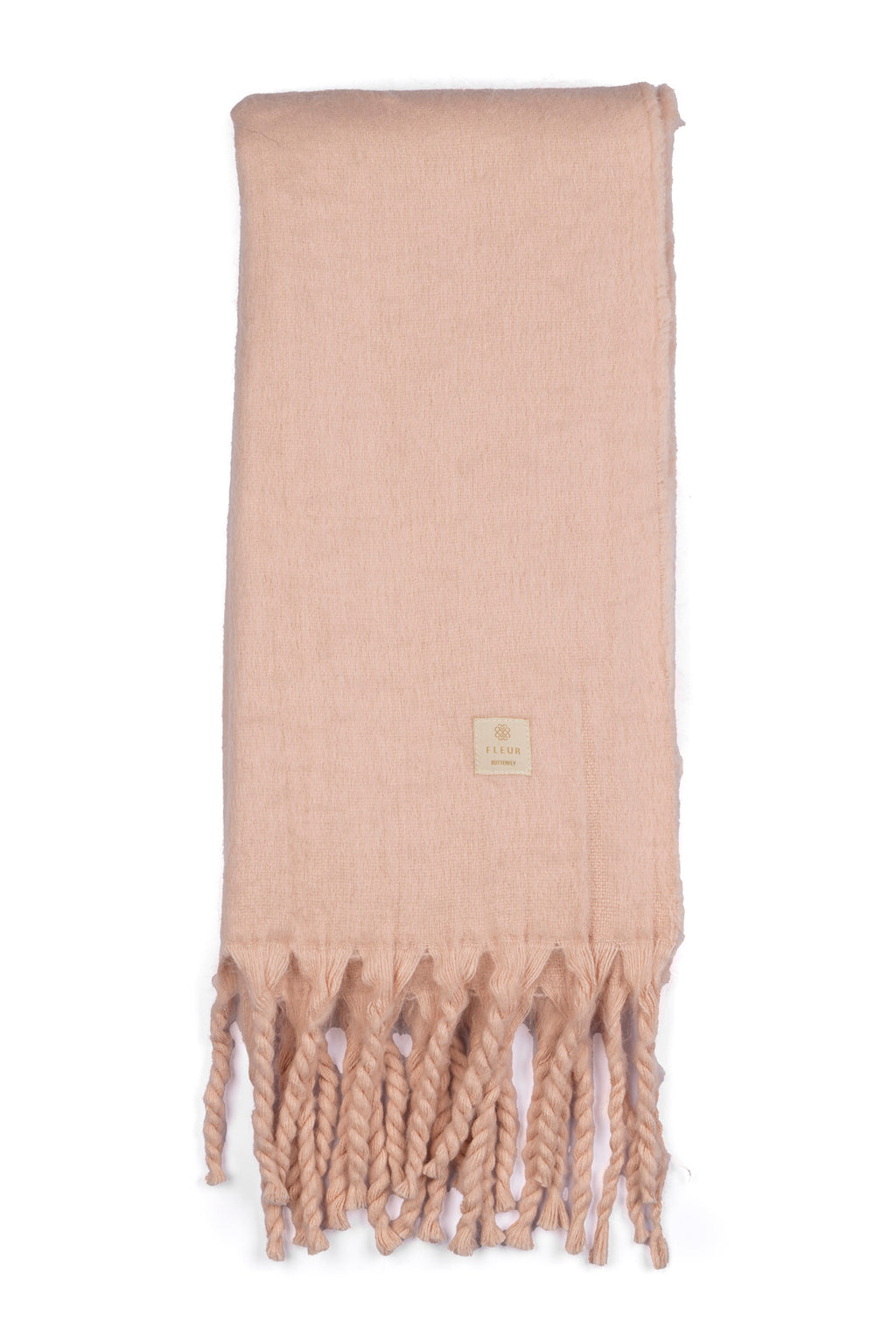 Yünlü Örgü Püsküllü Atkı Pembe