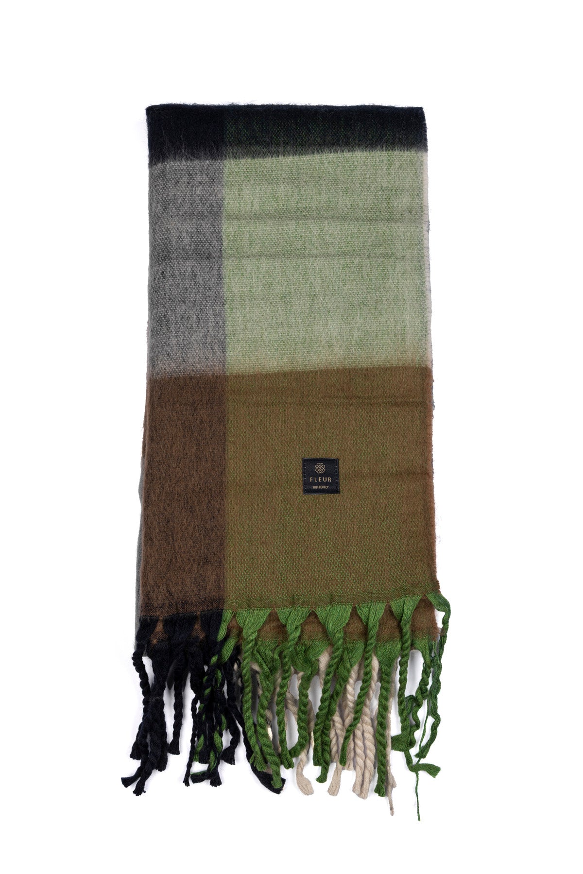 Dama Desen Püsküllü Atkı Lacivert