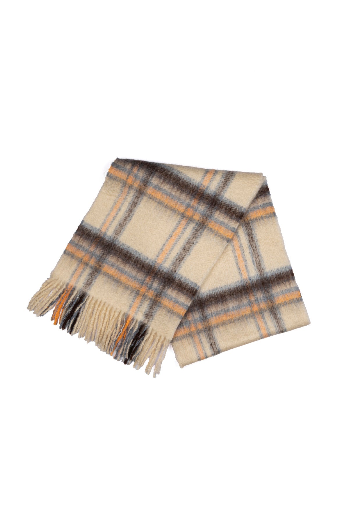 Desenli Püsküllü Atkı Krem