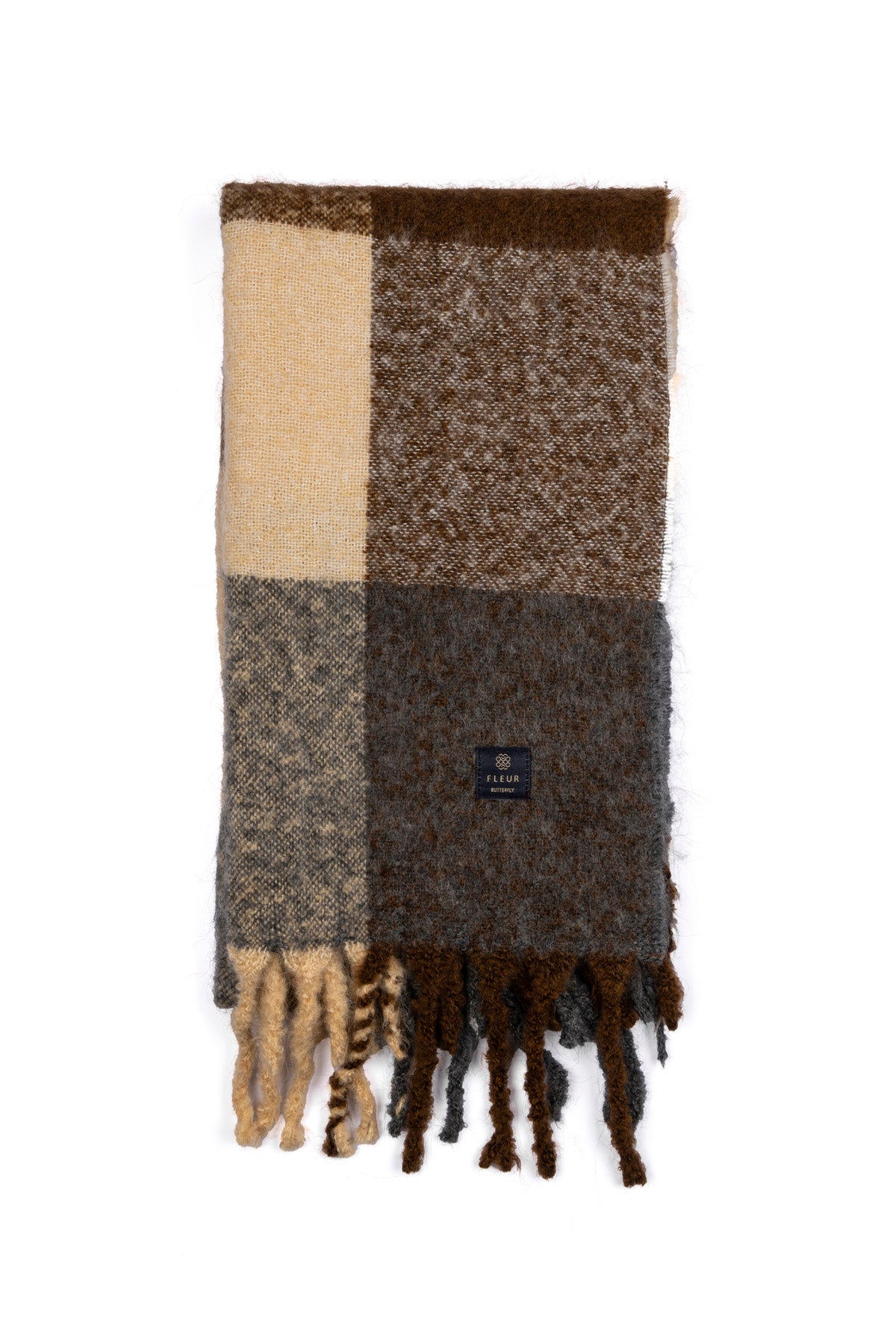 Dama Desenli Püsküllü Atkı Antrasit