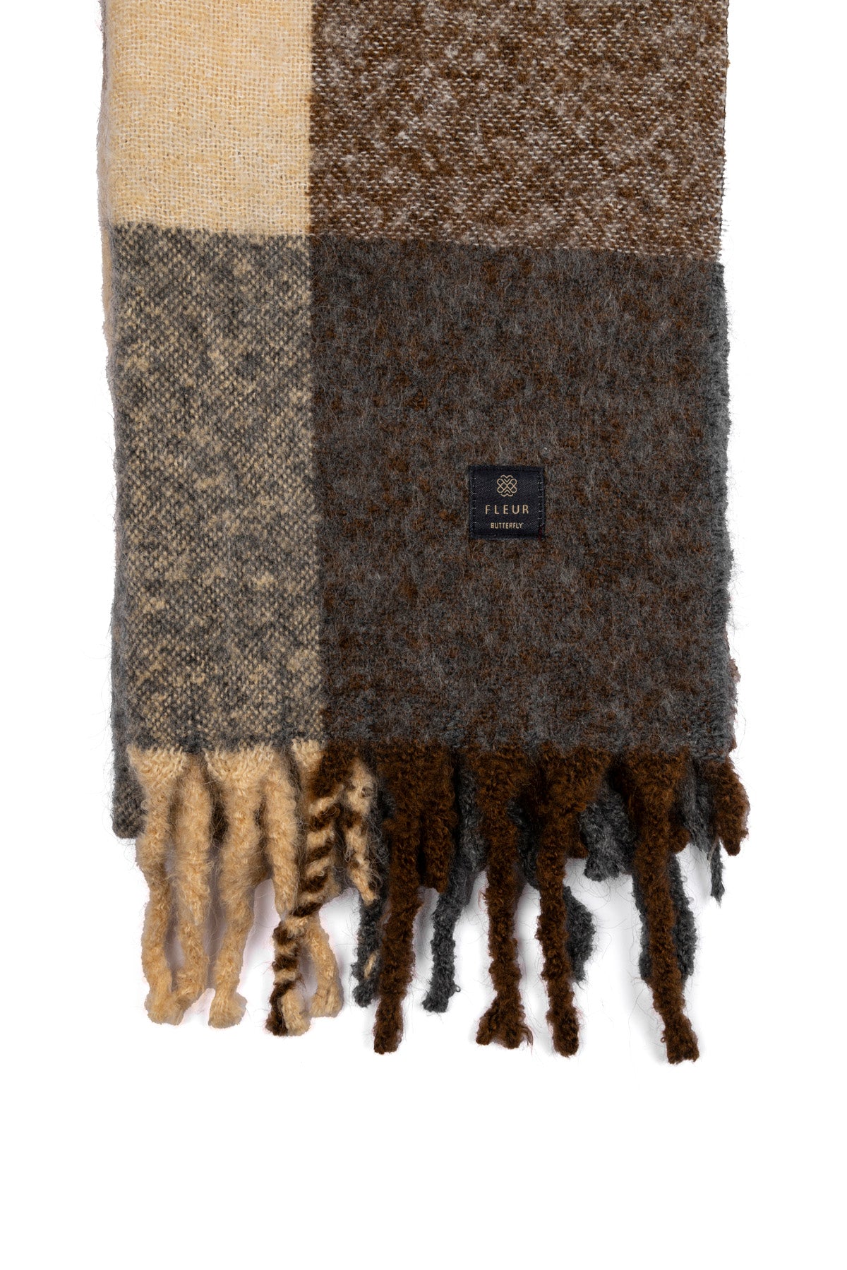 Dama Desenli Püsküllü Atkı Antrasit