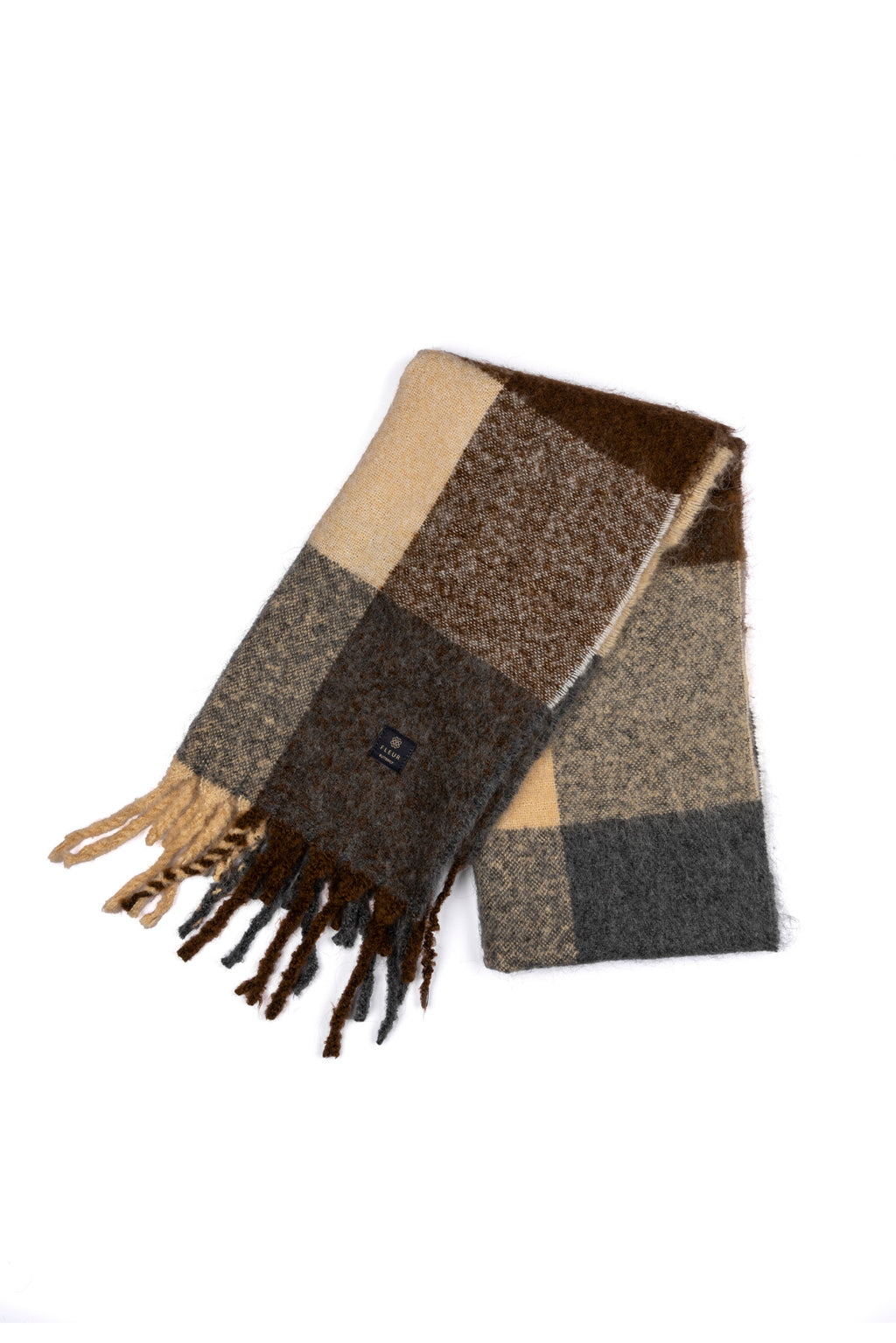 Dama Desenli Püsküllü Atkı Antrasit