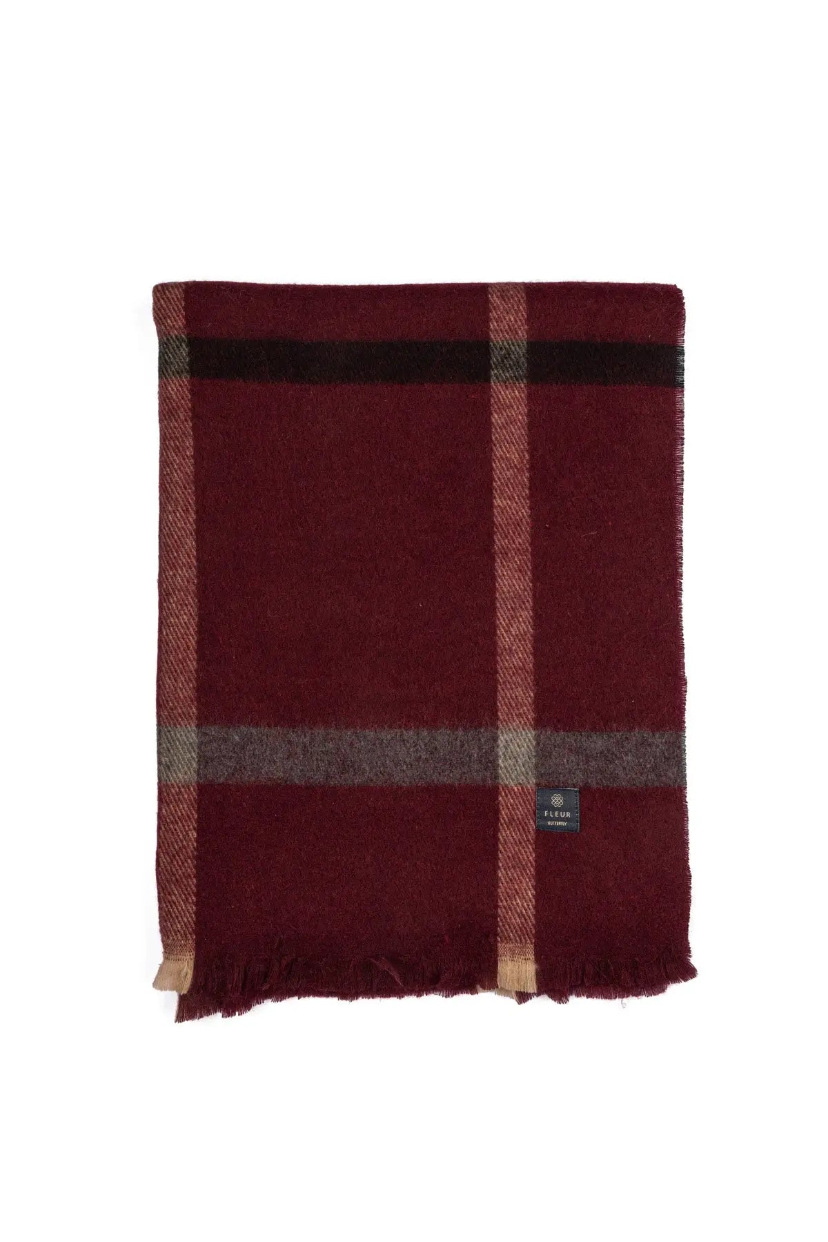 Ekose Desen Atkı Bordo Fleur