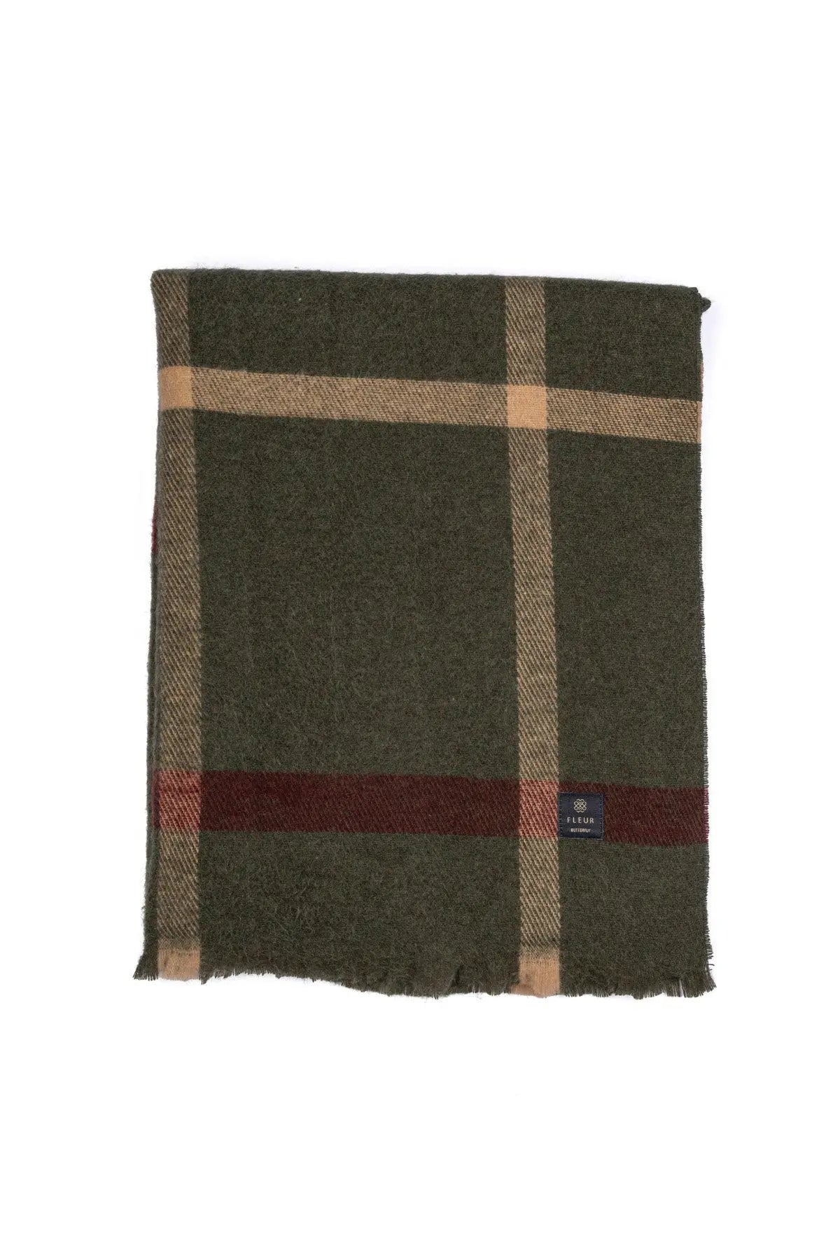 Ekose Desen Atkı Haki Fleur