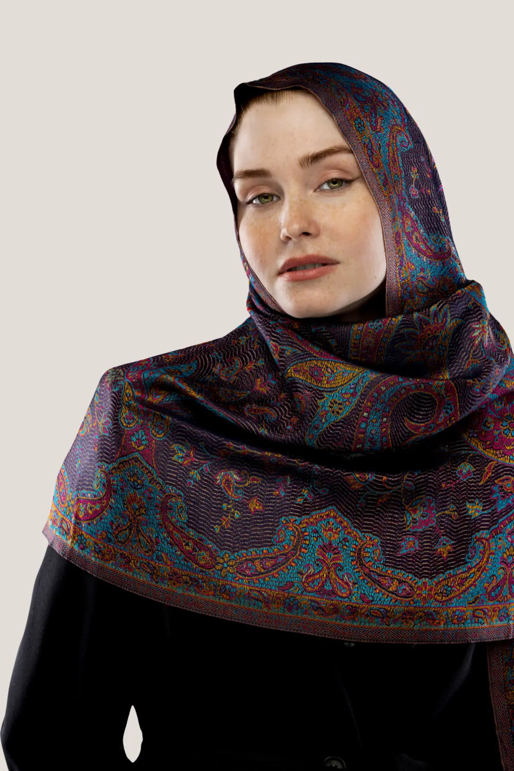 Notte Mor İpek Şal Fleur