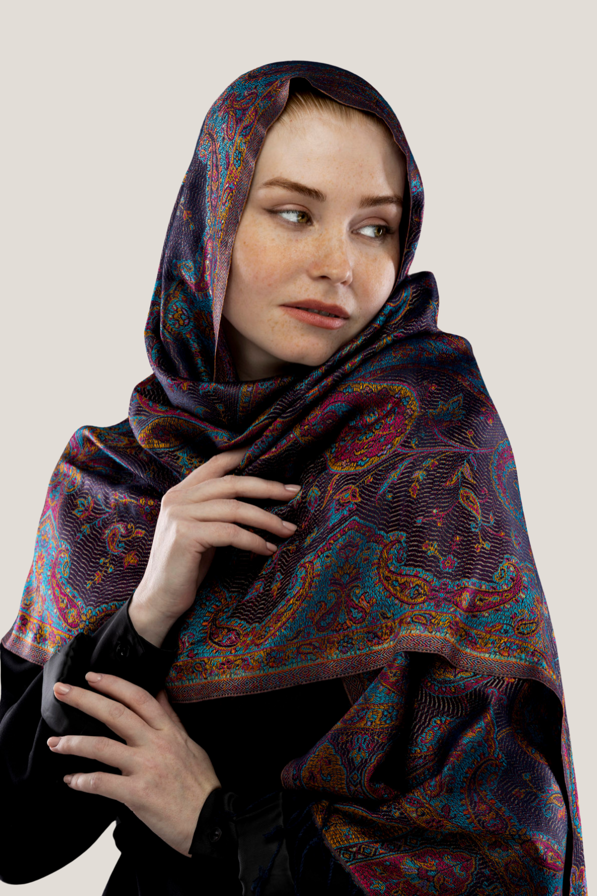 Notte Mor İpek Şal