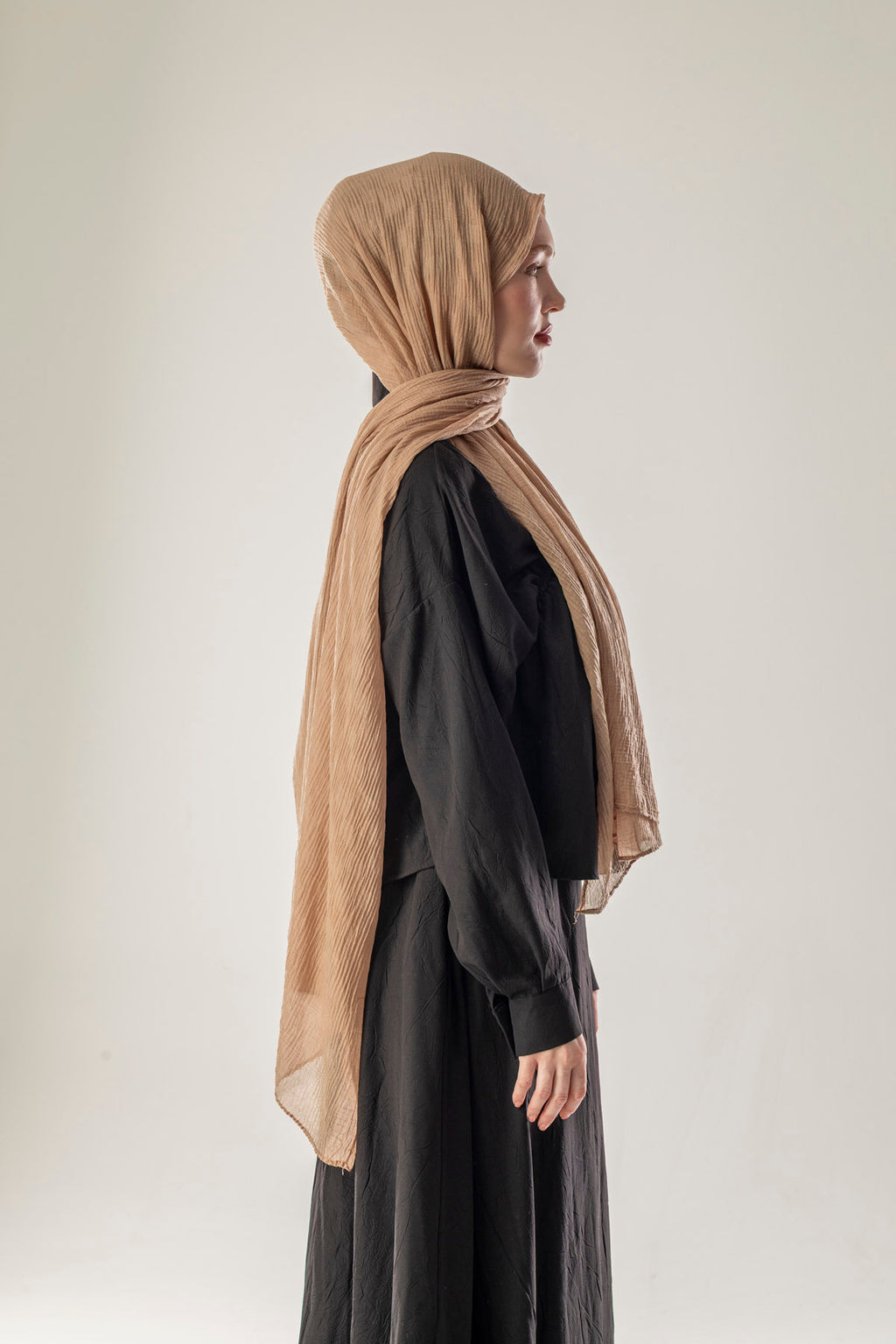 Dama Desen Sütlü Kahve Müslin Şal