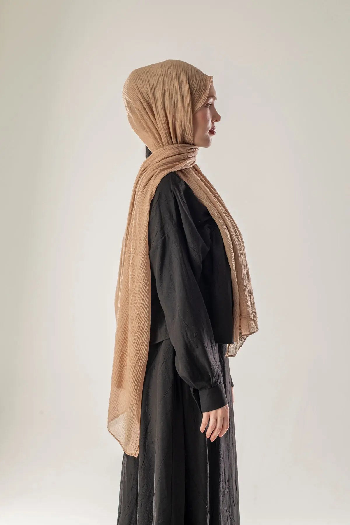 Dama Desen Sütlü Kahve Müslin Şal