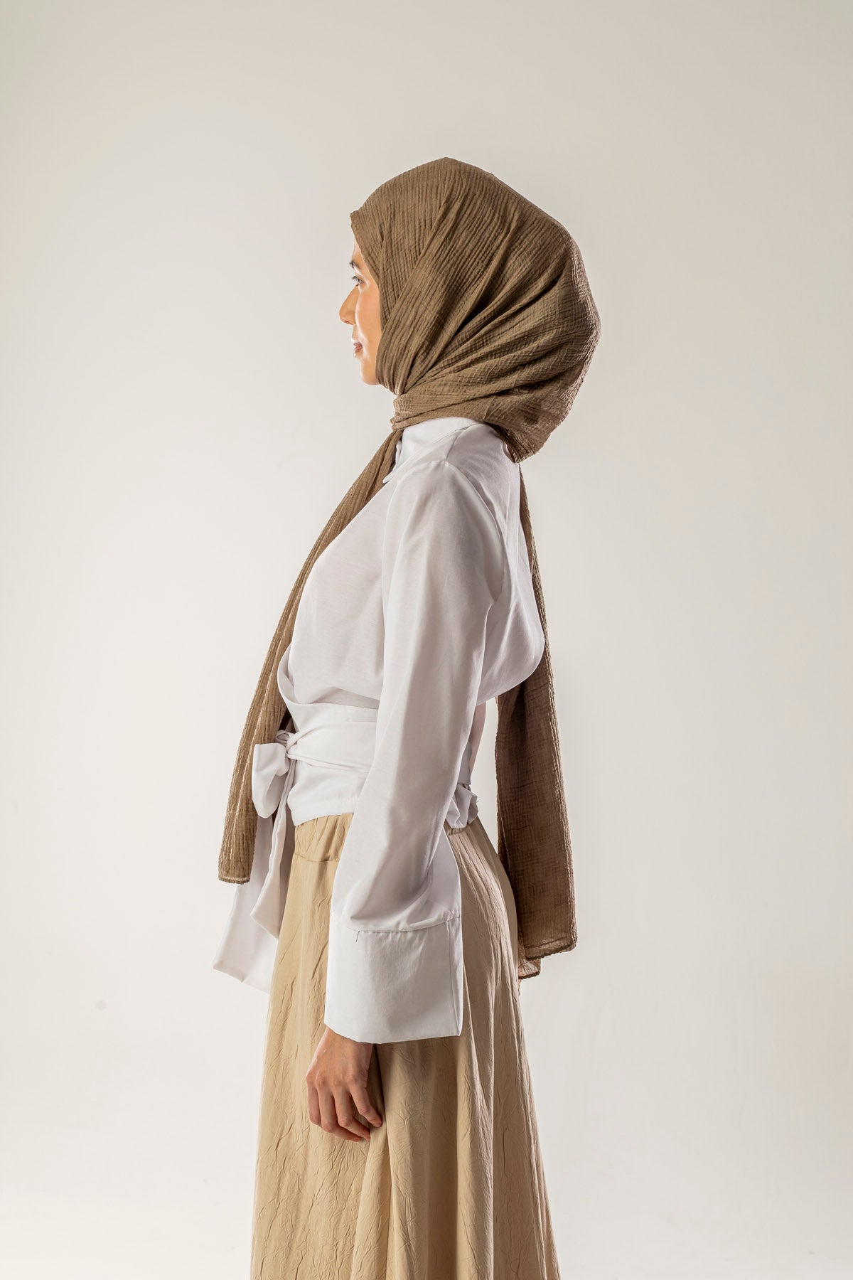 Dama Desen Kahve Müslin Şal