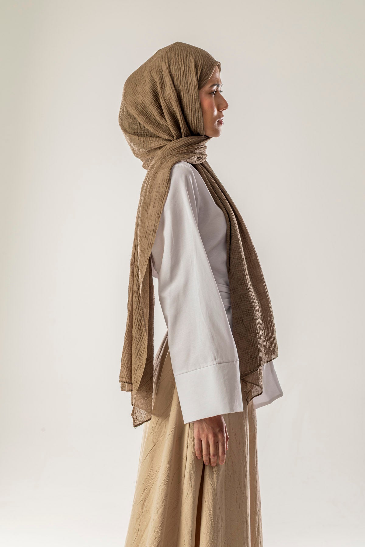 Dama Desen Kahve Müslin Şal