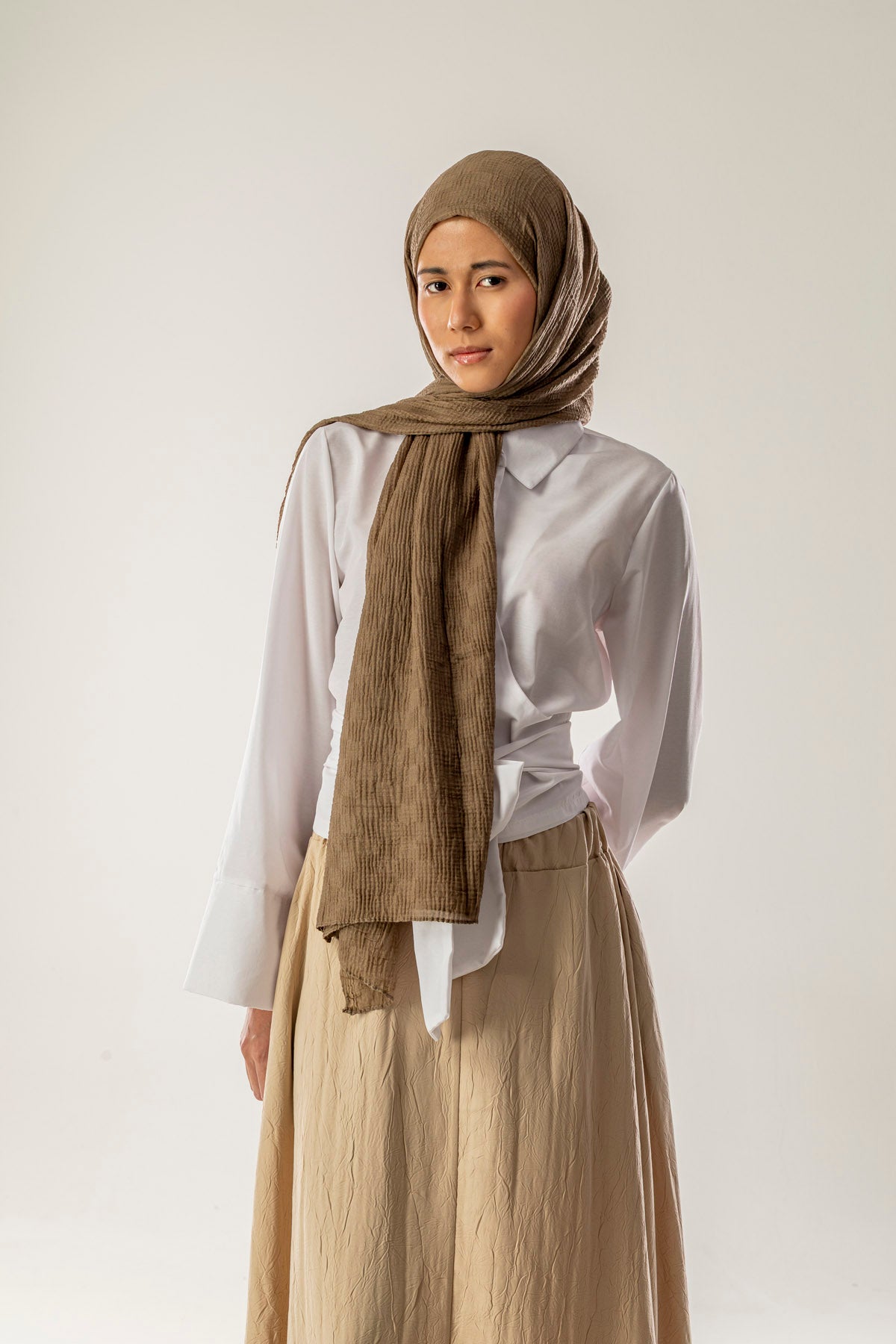 Dama Desen Kahve Müslin Şal