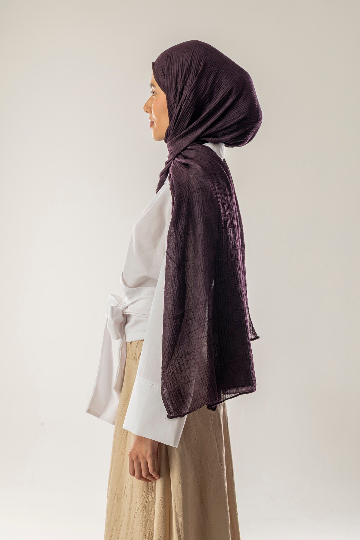 Dama Desen Mürdüm Müslin Şal