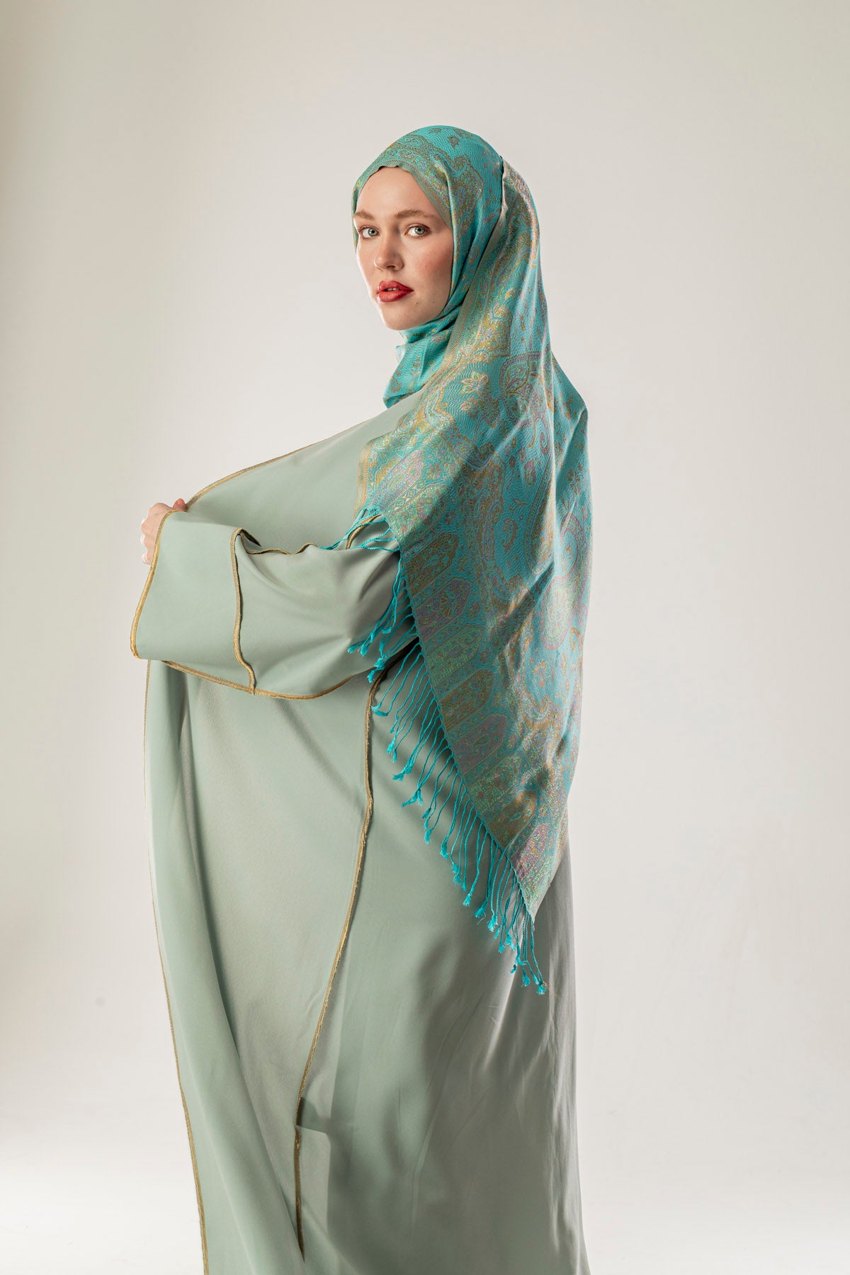 Albamira Mavi İpek Şal