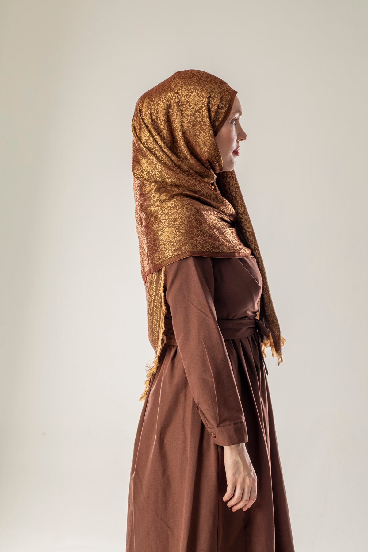 Sand Veil Desenli Dokuma Pamuk Şal