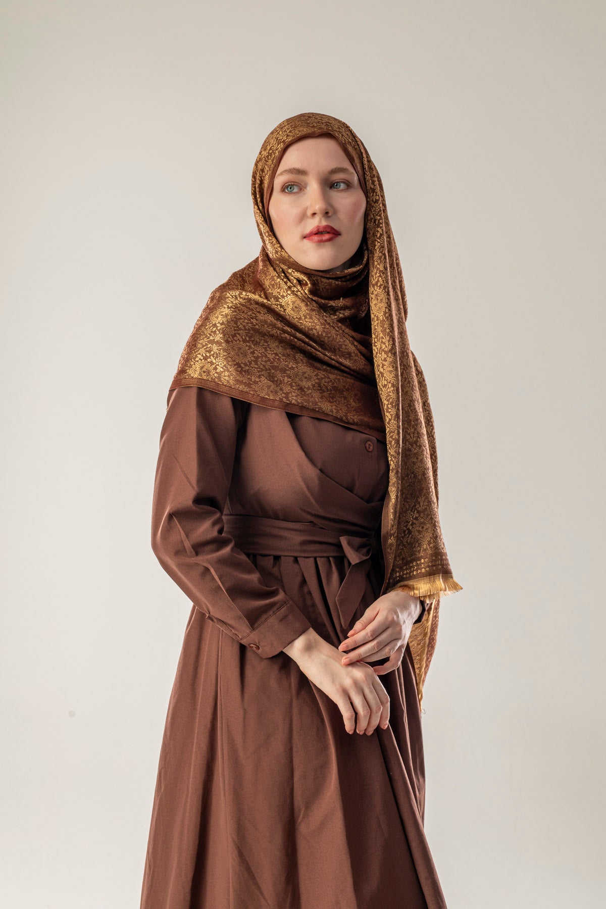 Sand Veil Desenli Dokuma Pamuk Şal