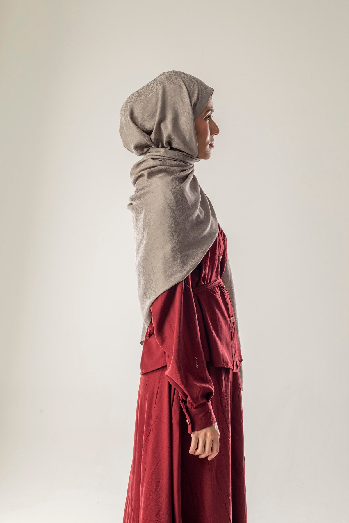 Silver Clay Desenli Dokuma Pamuk Şal