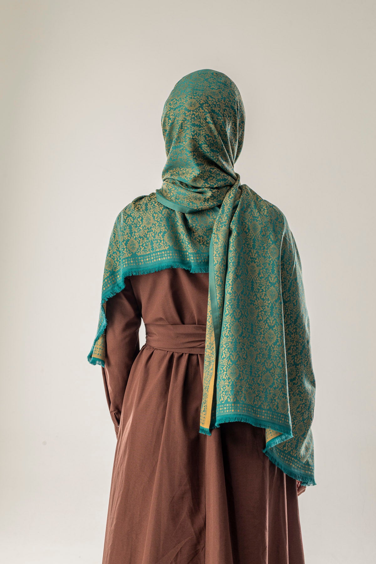 Olive Dusk Desenli Dokuma Pamuk Şal