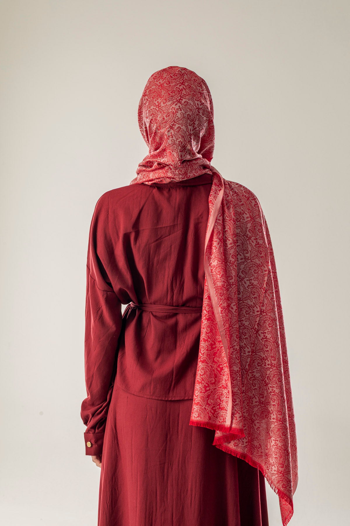 Whisper Rose Desenli Dokuma Pamuk Şal