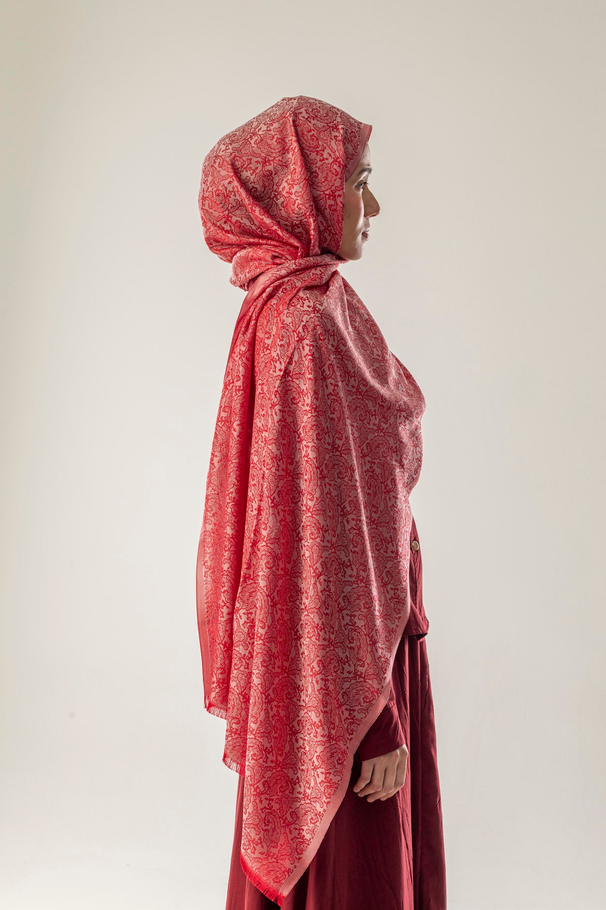 Whisper Rose Desenli Dokuma Pamuk Şal