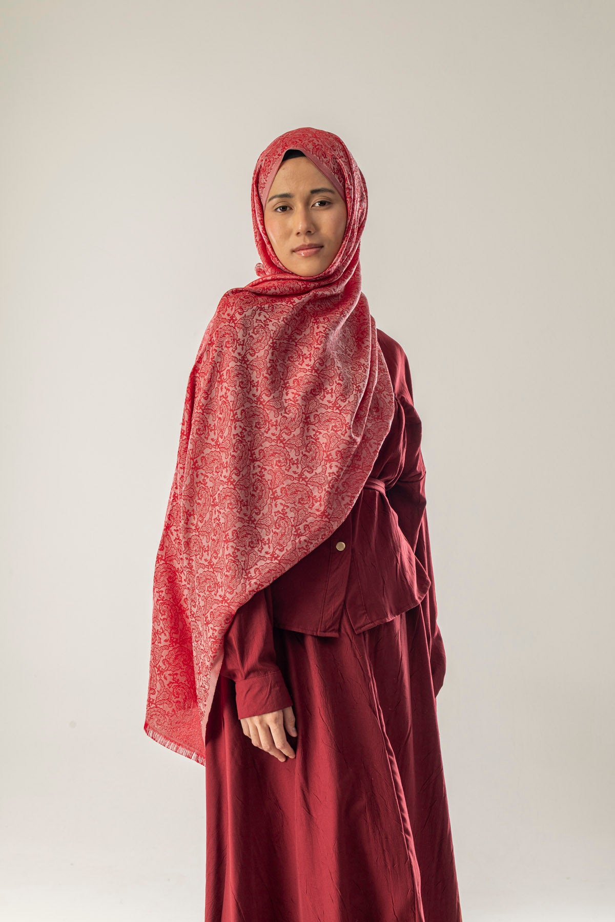 Whisper Rose Desenli Dokuma Pamuk Şal