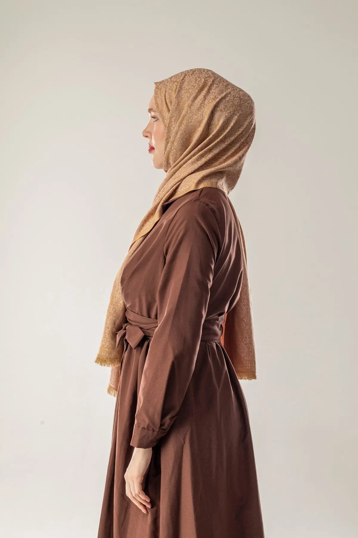 Sunlit Grain Desenli Dokuma Pamuk Şal