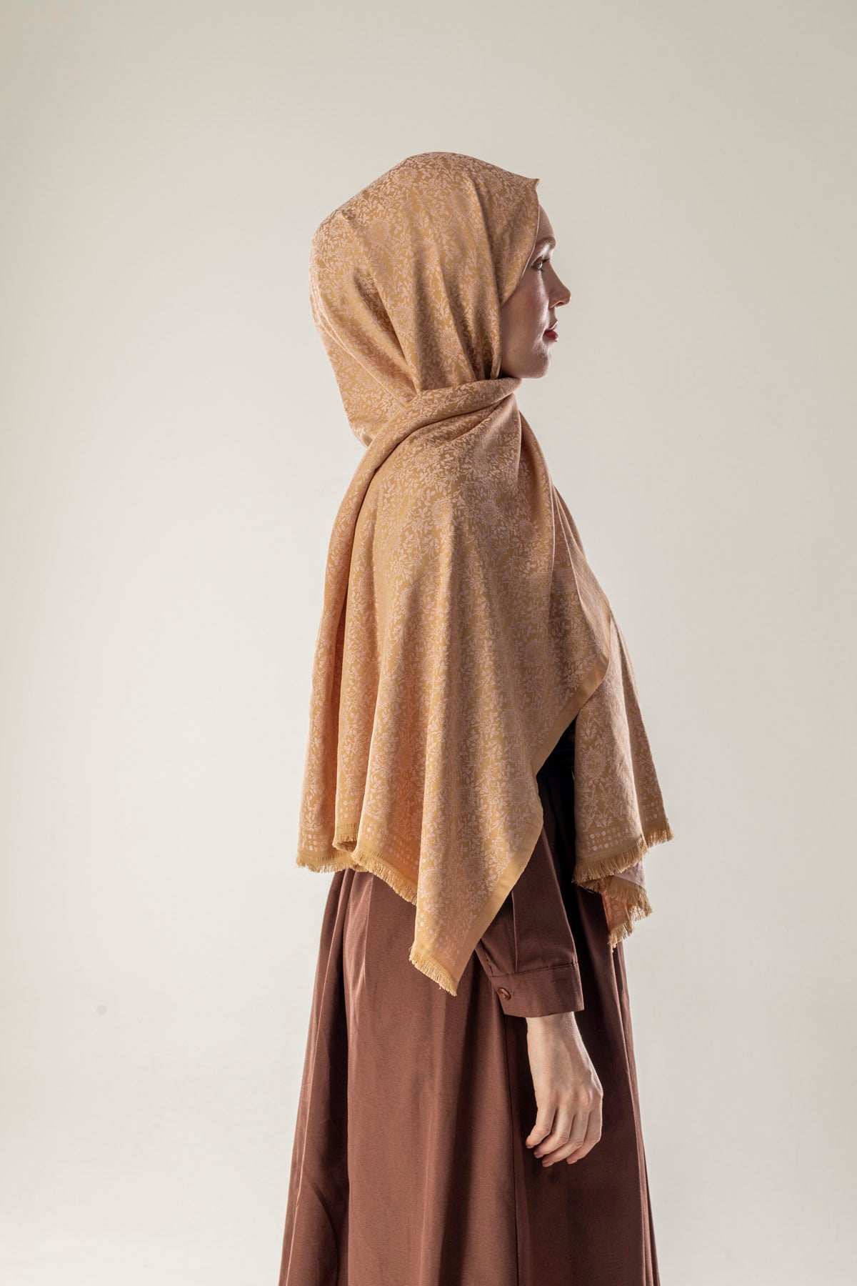 Sunlit Grain Desenli Dokuma Pamuk Şal