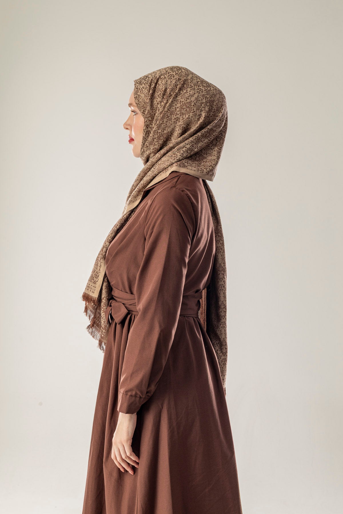 Terracotta Desenli Dokuma Pamuk Şal