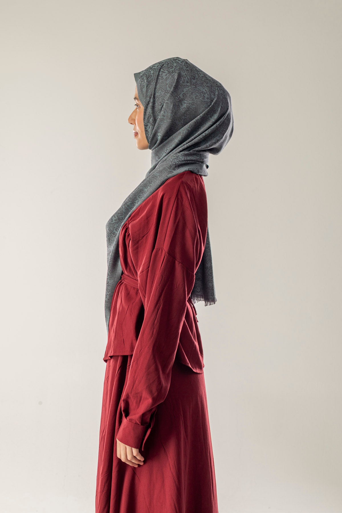 Ashen Drift Desenli Dokuma Pamuk Şal