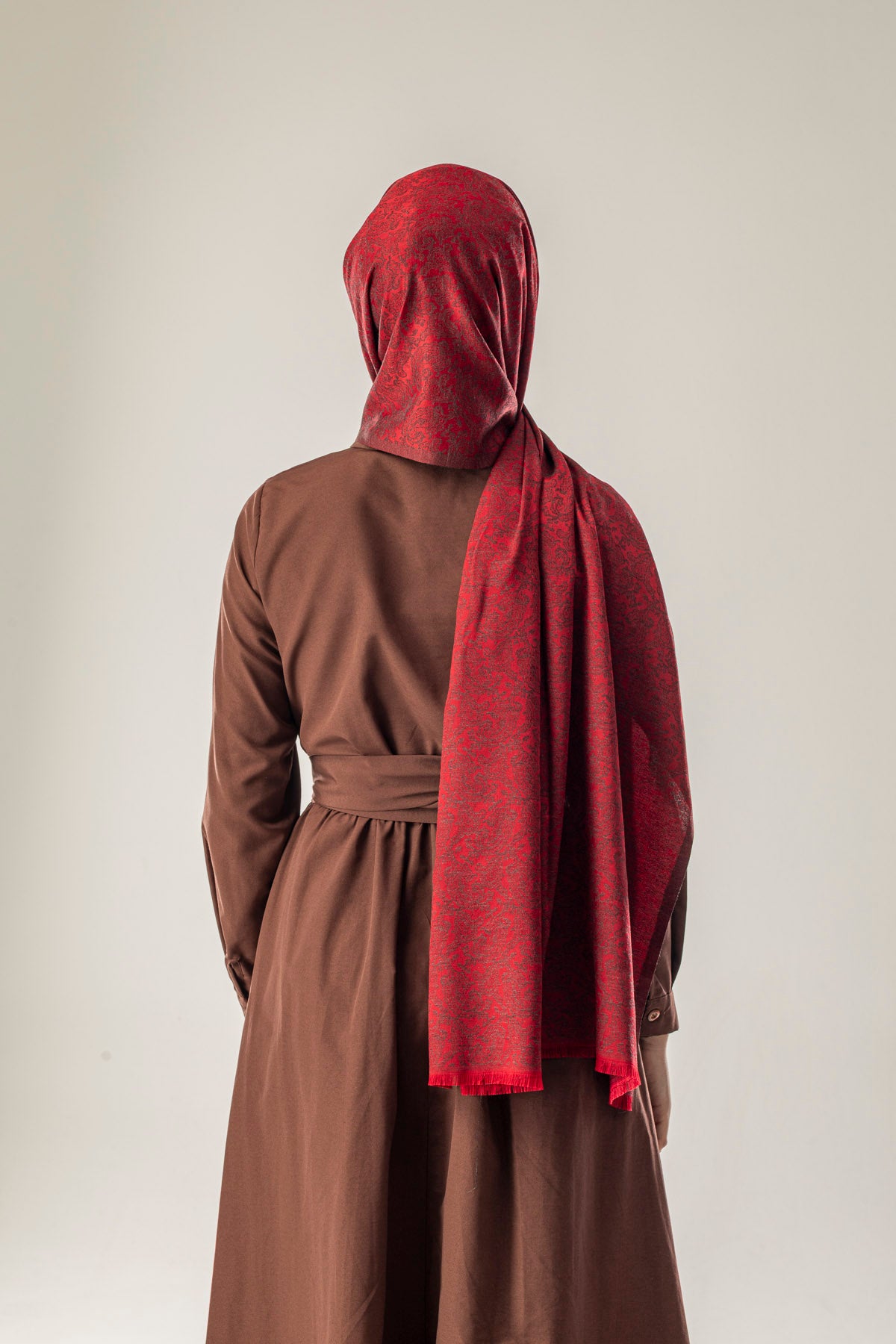 Rosewood Mist Desenli Dokuma Pamuk Şal