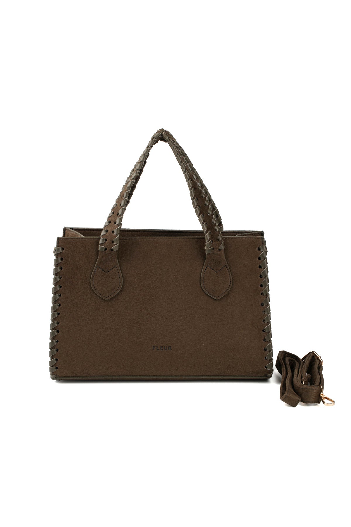 Twist Süet Dokulu Çanta Haki