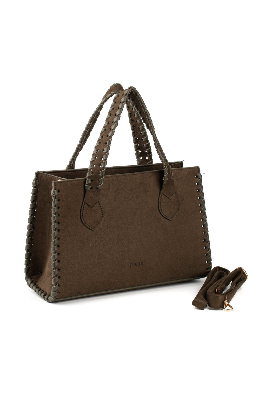 Twist Süet Dokulu Çanta Haki