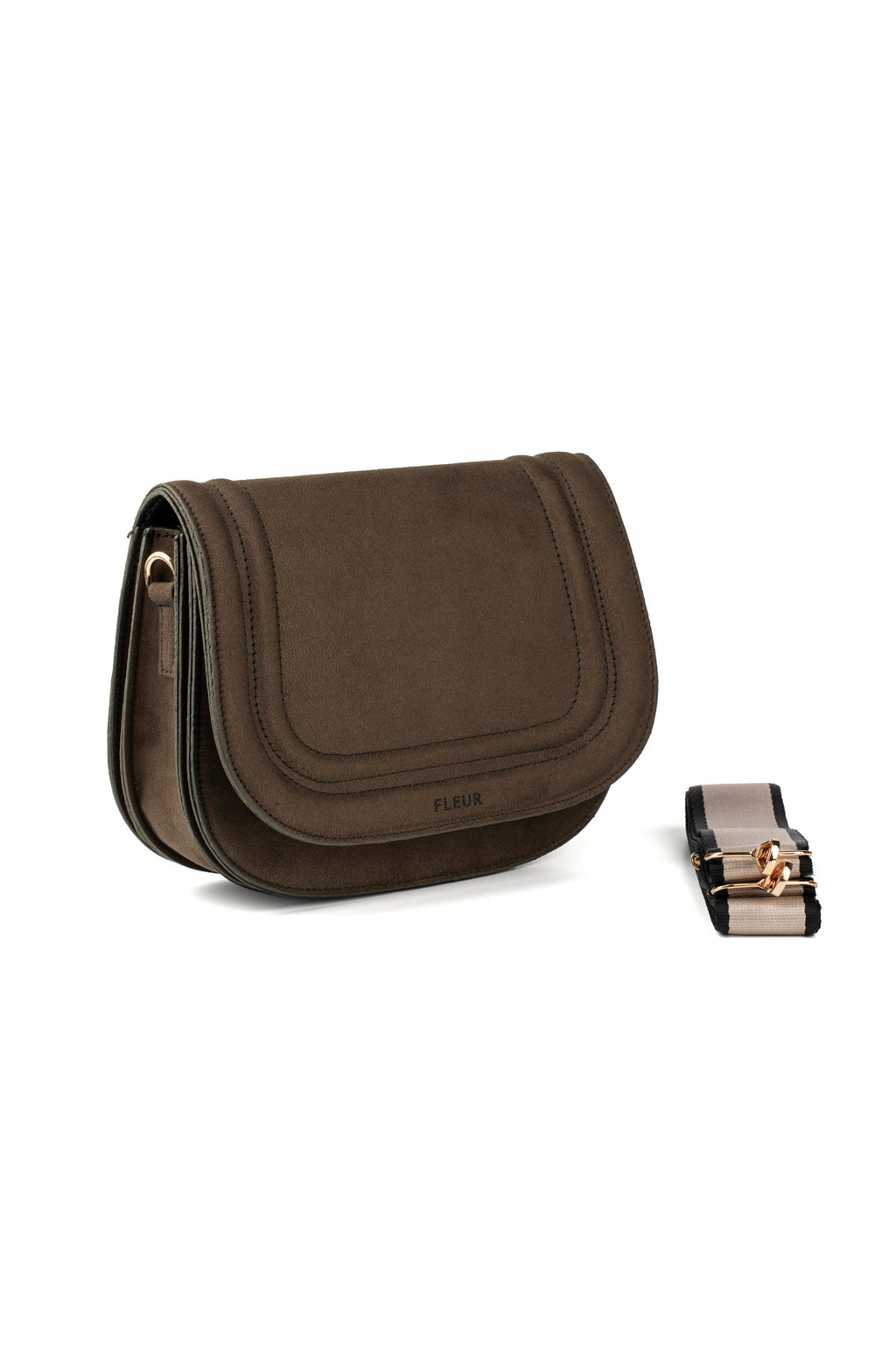 Saddle Süet Dokulu Çanta Haki